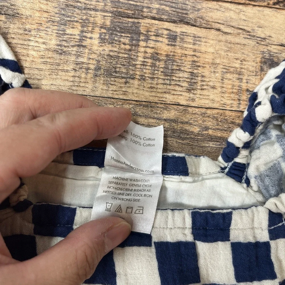 Hanna Andersson Muslin Flutter Sleeve Dress Baby‎ Girl 6-12m Checkered Cotton